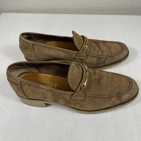 Bally of Switzerland Locarno Brown Leather Men\'s Slip-On Loafers Shoes Size 9.5D